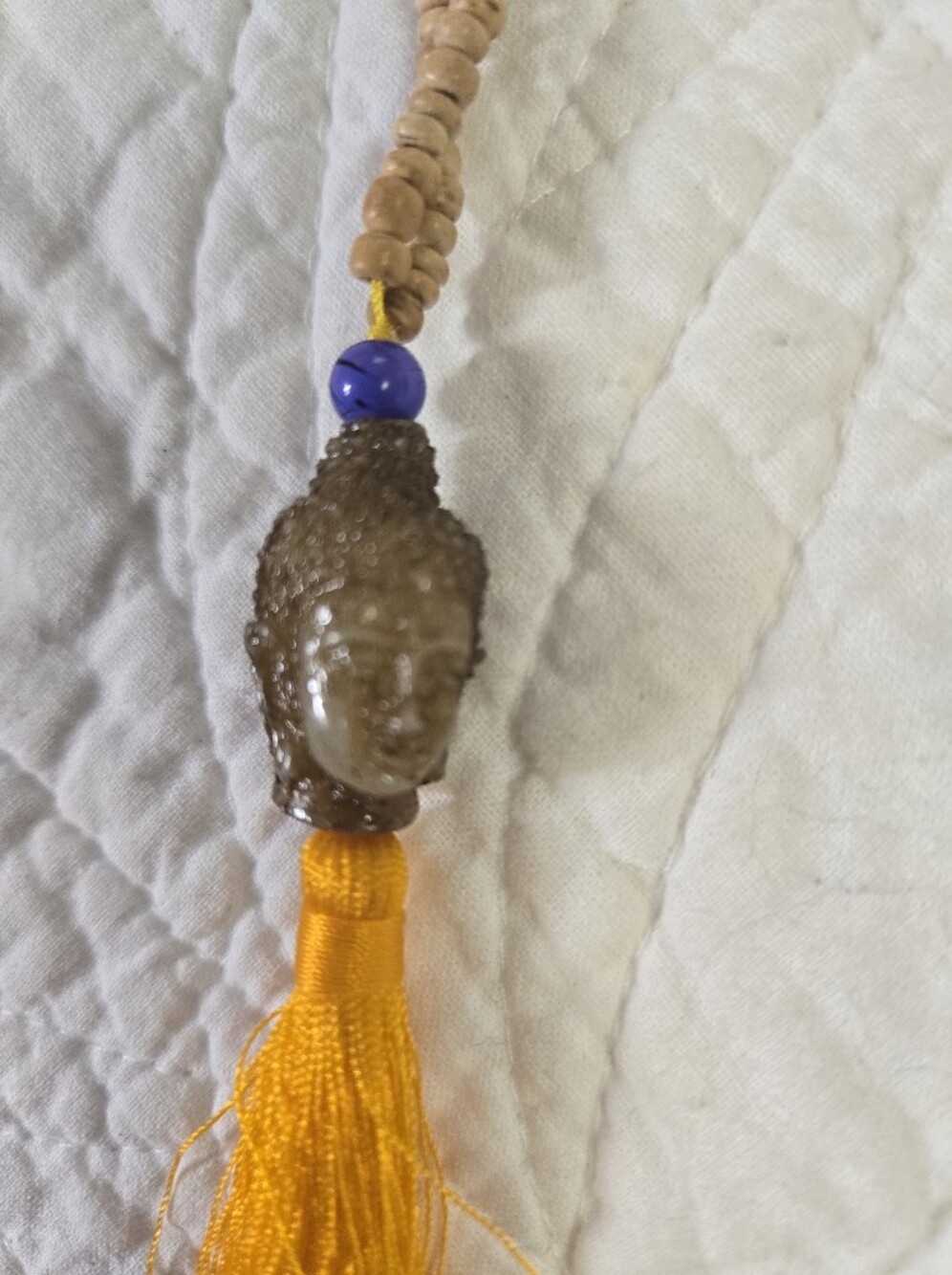 NWT Boho Buddha Beaded Necklace with Yellow Tassel